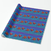 Rainbow Rooster & Hens, Electric Blue Geschenkpapier (Ungerollt)