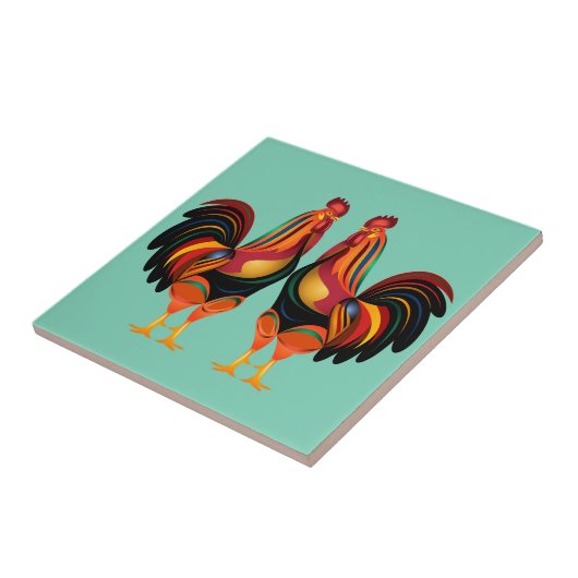 Rainbow Roosters Fliese (Seite)