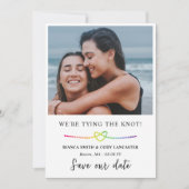 Rainbow Rope Heart LGBT Zähmung des Knotens Save The Date (Vorderseite)