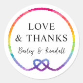 Rainbow Rope Heart Nautical LGBT Wedding Vielen Da Runder Aufkleber (Vorderseite)