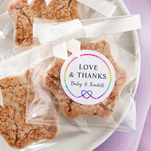 Rainbow Rope Heart Nautical LGBT Wedding Vielen Da Runder Aufkleber