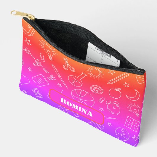 Rainbow Rosa Schulelemente Stift/Tasche Zubehörtasche (Offen)