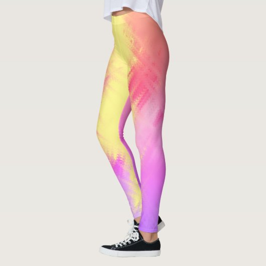 Rainbow-Rosa- und Gelbe Multiprint-Leggings Leggings (Links)