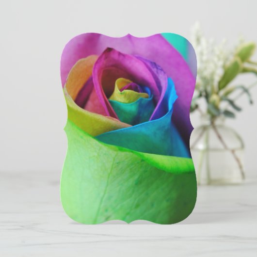 Rainbow Rose 5 Einladung (Stehend Vorderseite)