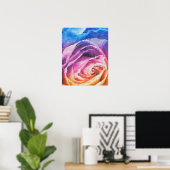 Rainbow-Rose Aquarelldruck Poster (Heimbüro)