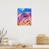 Rainbow-Rose Aquarelldruck Poster (Küche)