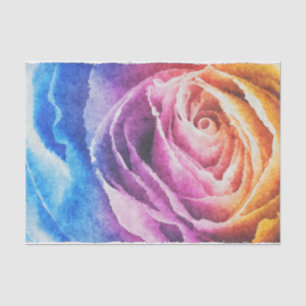 Rainbow-Rose Aquarelldruck Seidenpapier