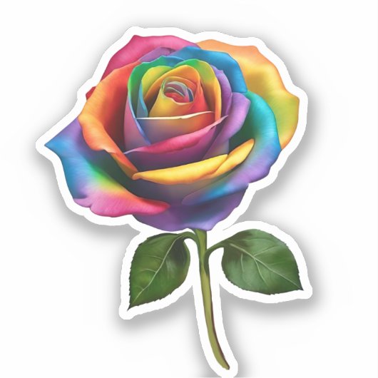 Rainbow Rose- Aufkleber (Vorderseite)