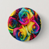 Rainbow Rose Bouquet Button (Vorderseite)