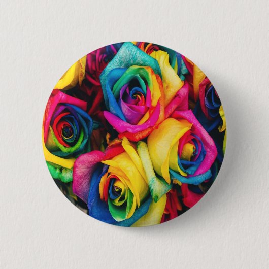 Rainbow Rose Bouquet Button (Vorderseite)