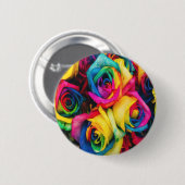 Rainbow Rose Bouquet Button (Vorne & Hinten)