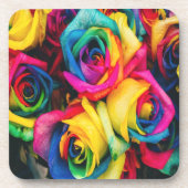 Rainbow Rose Bouquet Getränkeuntersetzer (Vorderseite)