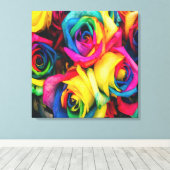 Rainbow Rose Bouquet Leinwanddruck (Insitu (Holzboden))
