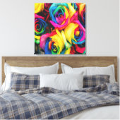 Rainbow Rose Bouquet Leinwanddruck (Insitu (Schlafzimmer))