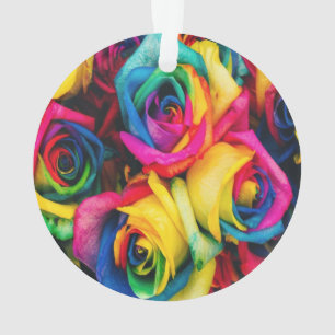 Rainbow Rose Bouquet Ornament