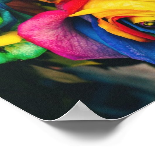 Rainbow Rose Bouquet Poster (Ecke)