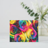 Rainbow Rose Bouquet Postkarte (Stehend Vorderseite)