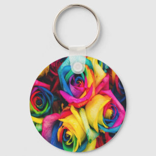 Rainbow Rose Bouquet Schlüsselanhänger