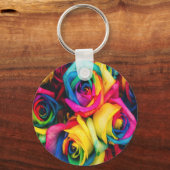 Rainbow Rose Bouquet Schlüsselanhänger (Vorderseite)