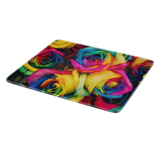 Rainbow Rose Bouquet Schneidebrett (Ecke)