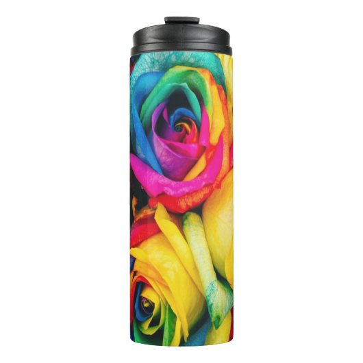 Rainbow Rose Bouquet Thermosbecher (Vorderseite)