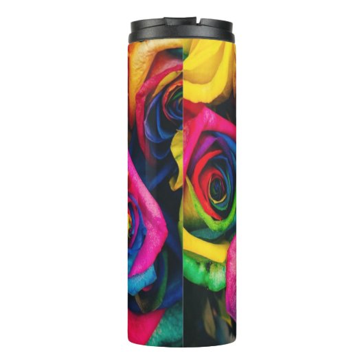 Rainbow Rose Bouquet Thermosbecher (Rückseite)