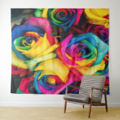 Rainbow Rose Bouquet Wandteppich (Beispiel (Horizontal))