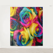 Rainbow Rose Bouquet Wandteppich (Vorderseite)
