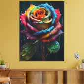 Rainbow Rose Canvas Print Leinwanddruck (Insitu (Wohnzimmer))