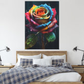 Rainbow Rose Canvas Print Leinwanddruck (Insitu (Schlafzimmer))