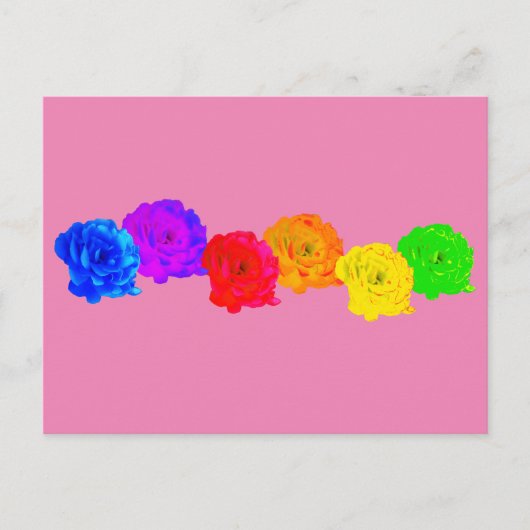 Rainbow-Rose Feiertagspostkarte (Vorderseite)