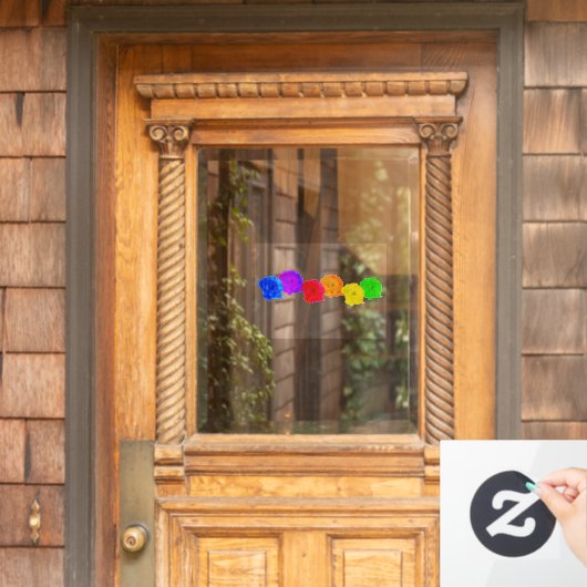 Rainbow-Rose Fensteraufkleber (Haustür)