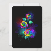 Rainbow Rose Floral Modern Boho Black Einladung (Rückseite)