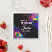 Rainbow Rose Floral Modern Boho Black Serviette (Beispiel)