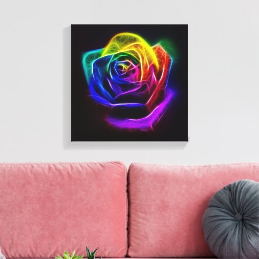 Rainbow-Rose-Fraktal Leinwanddruck (Insitu (Wohnzimmer))