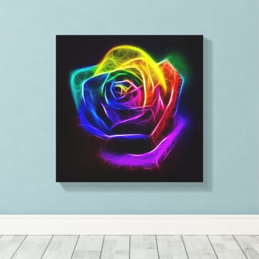 Rainbow-Rose-Fraktal Leinwanddruck (Insitu (Holzboden))