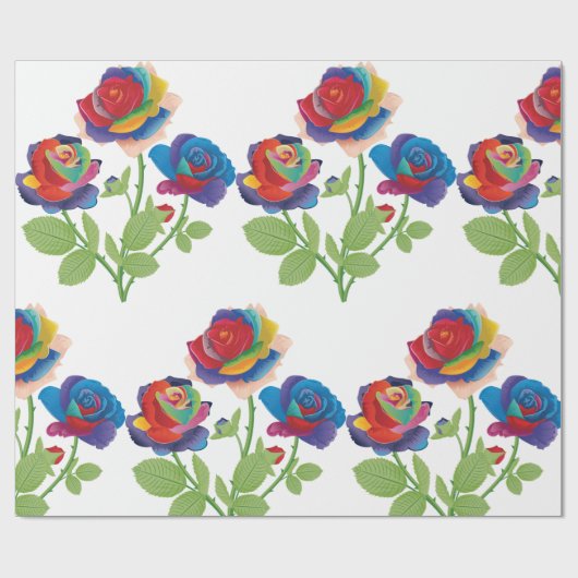 Rainbow-Rose Geschenkpapier (Flach)