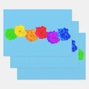 Rainbow-Rose Geschenkpapier Set
