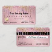 Rainbow Rose Gold Glitzer Tropfen Metallic Credit Visitenkarte (Vorne/Hinten)