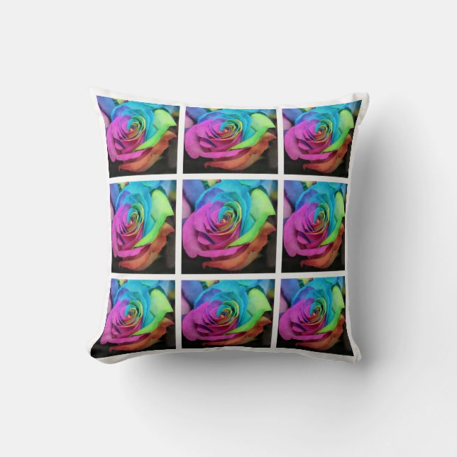 Rainbow Rose Kissen (Vorderseite)