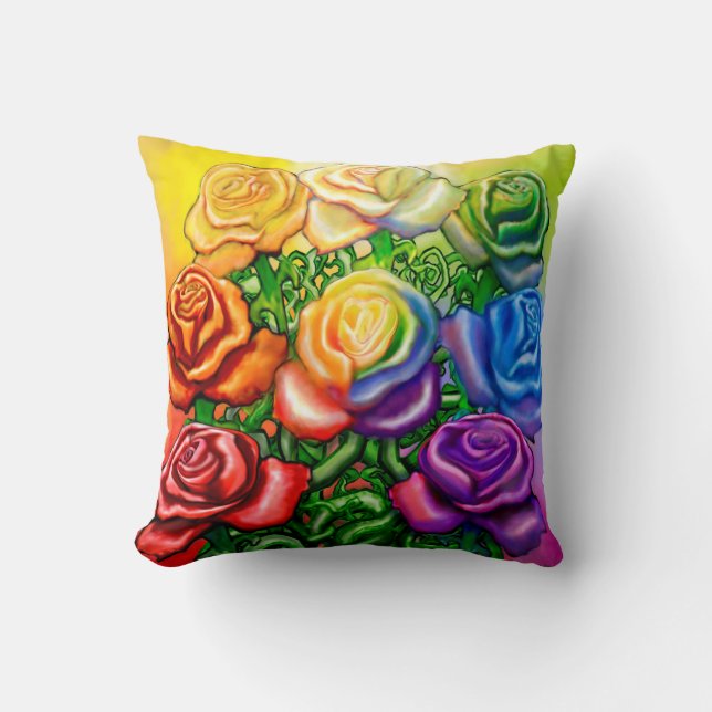 Rainbow-Rose Kissen (Vorderseite)