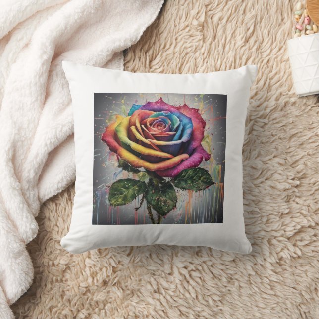 Rainbow Rose Kissen (Decke)