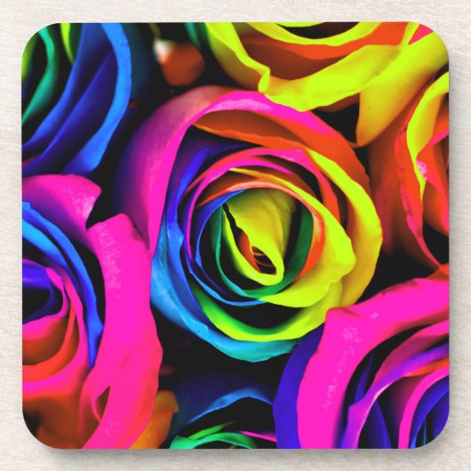 Rainbow-Rose Küstengewässer Set von 6 Getränkeuntersetzer (Vorderseite)