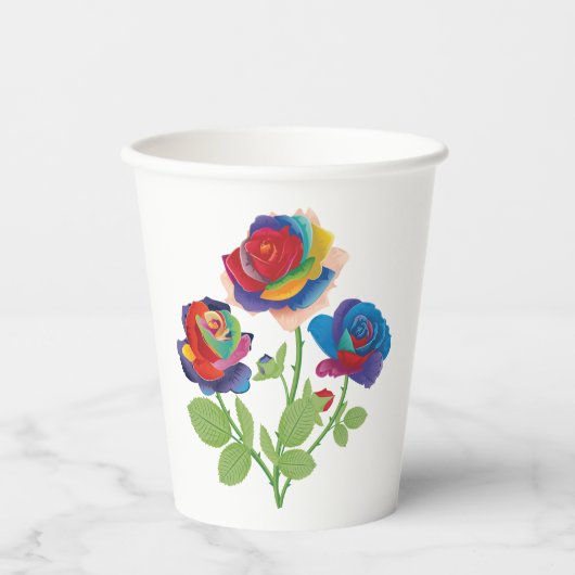 Rainbow-Rose Pappbecher (Vorderseite)