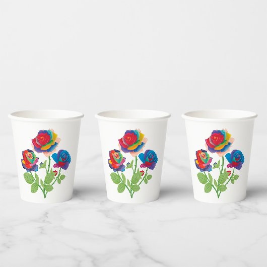 Rainbow-Rose Pappbecher