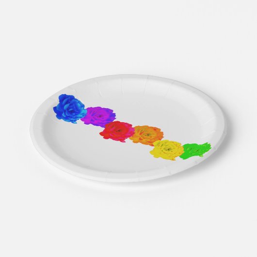 Rainbow-Rose Pappteller (Schrägansicht)