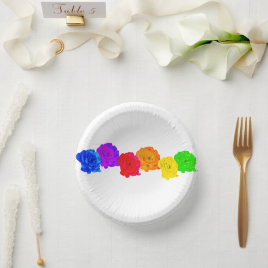 Rainbow-Rose Pappteller (Hochzeit)