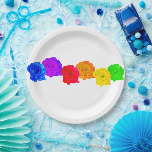 Rainbow-Rose Pappteller (Party)