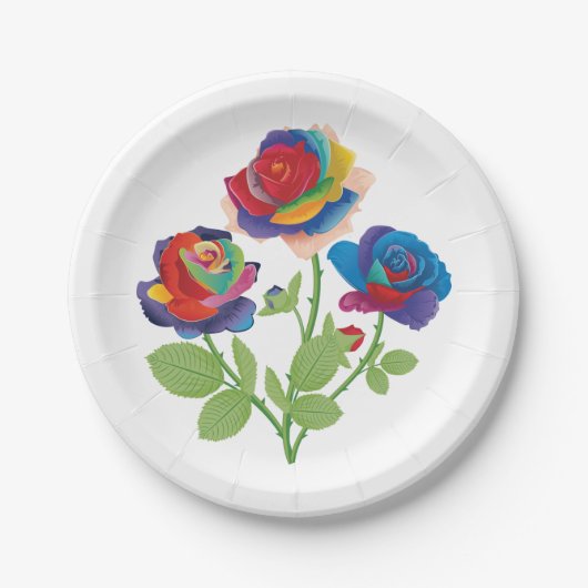 Rainbow-Rose Pappteller (Vorderseite)