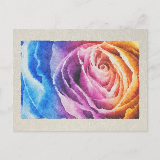 Rainbow-Rose Postkarte (Vorderseite)